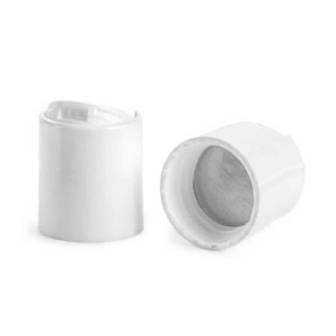 White Disc Dispensing Caps with Silver Foam Induction Liners - Bottle Cap Size: 20-410 - Set of 25 - BULK25 tuppu.net/622a795d #explorepage #bottles #beautysupply #etsyseller #cosmetics #handmade #trending #skincare #DispensingCaps