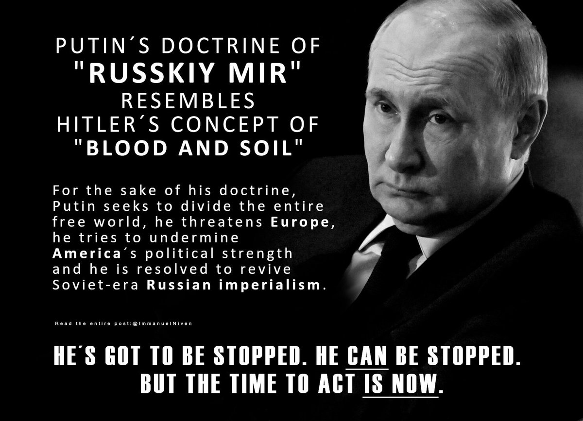 PUTIN IS WAGING A SUBVERSIVELY ORCHESTRATED WORLD WAR. A war whose military front runs in #Ukraine, but whose battlefield encompasses the entire world. Disinformation, influence on democratic decision-making processes in the West, influence on raw materials markets, cooperation