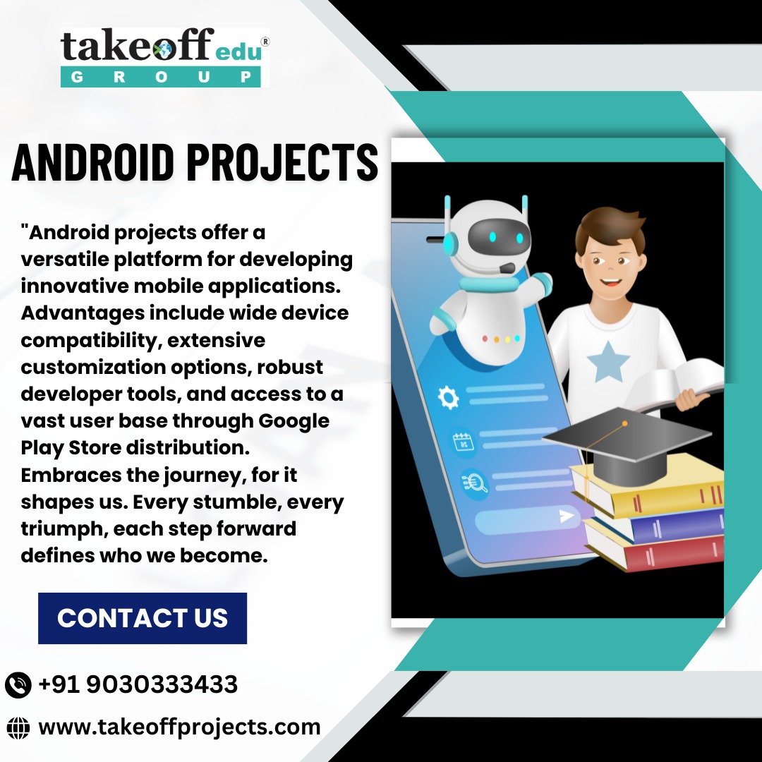 takeoffedugroup's tweet image. Dive into the world of Android projects with our expert team! Whether it's crafting sleek user interfaces, integrating cutting-edge features, or optimizing performance, we're ready to bring your app ideas to life. #AndroidProjects #AppDevelopment #MobileApps #TechInnovation