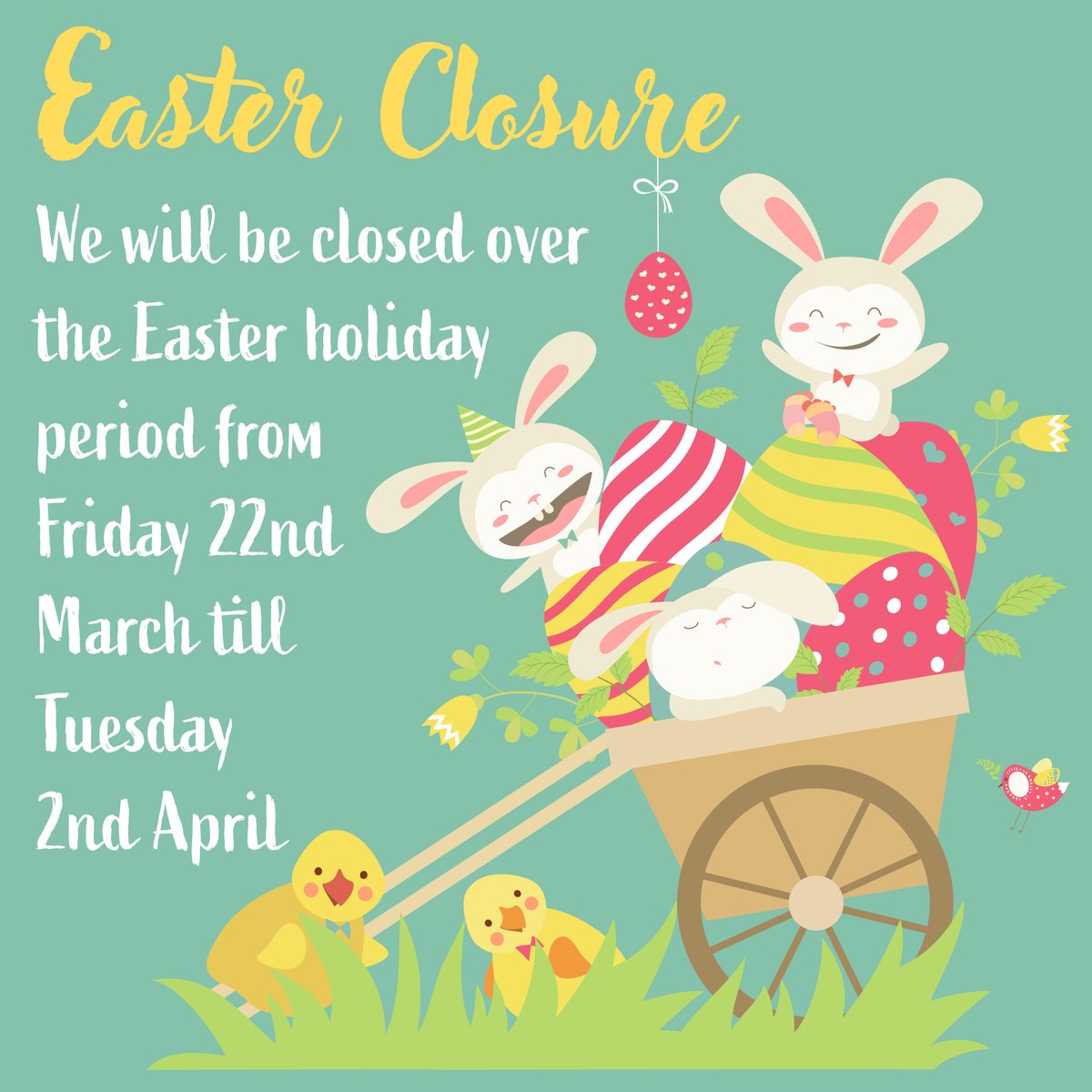 HoW College will close on Friday 22nd March for the Easter holiday and reopen on Tuesday 2nd April! We hope you all have a lovely break!🙌☀️🐰🥚🍫 #Easterbreak #HoWCollege