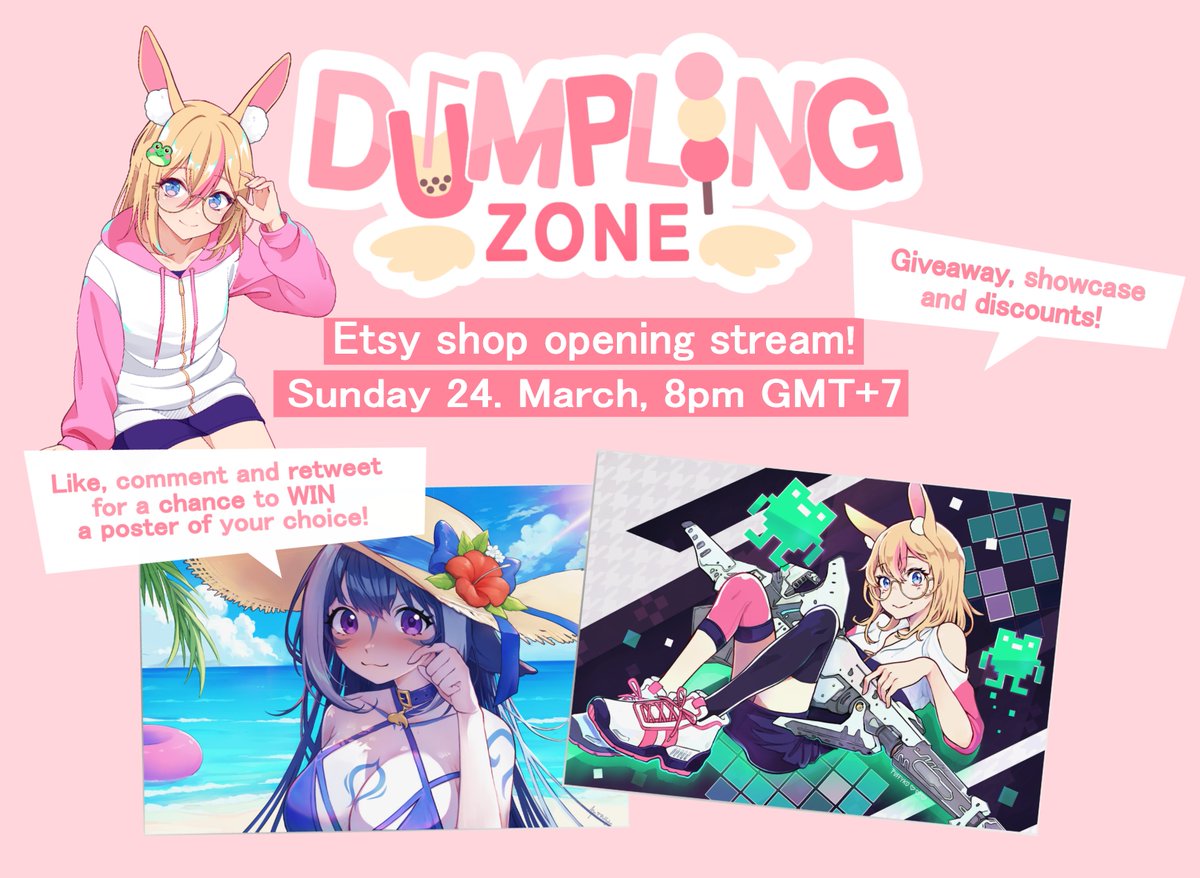 🎉 Exciting News! (╯✧▽✧)╯GIVEAWAY STREAM!🎁

Launching my Etsy shop calls for a celebration! 🩷 Join us for a special giveaway stream this Sunday, March 24th, at 8 PM GMT+7. 🎉

twitch.tv/platupuff

Don't forget to retweet and comment to join the X giveaway as well!
