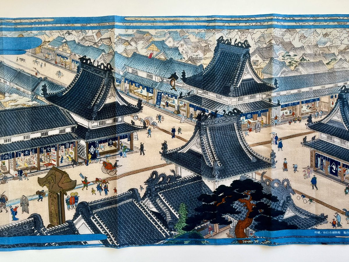 仙台の絵師 熊耳耕年が描いた「芭蕉の辻図」をもとにした手ぬぐい