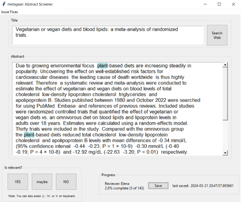 Reviewing articles takes lots of time.

These two R packages became game changers for me.

📦RISmed by <a href="/StatsOnTheT/">Stephanie Kovalchik</a>
To extract meta-data and abstract text for each article from PubMed

📦metagear by <a href="/LajeunesseLab/">Marc J. Lajeunesse</a>
To screen articles for relevance and save the decision 

#rstats