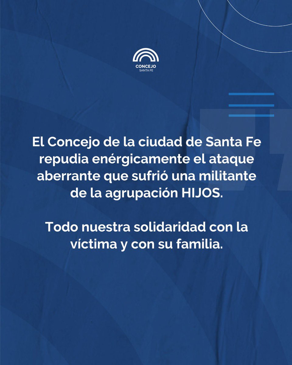⚠️El concejo de la ciudad de Santa Fe repudia enérgicamente el ataque aberrante que sufrió una militante de la agrupación HIJOS.