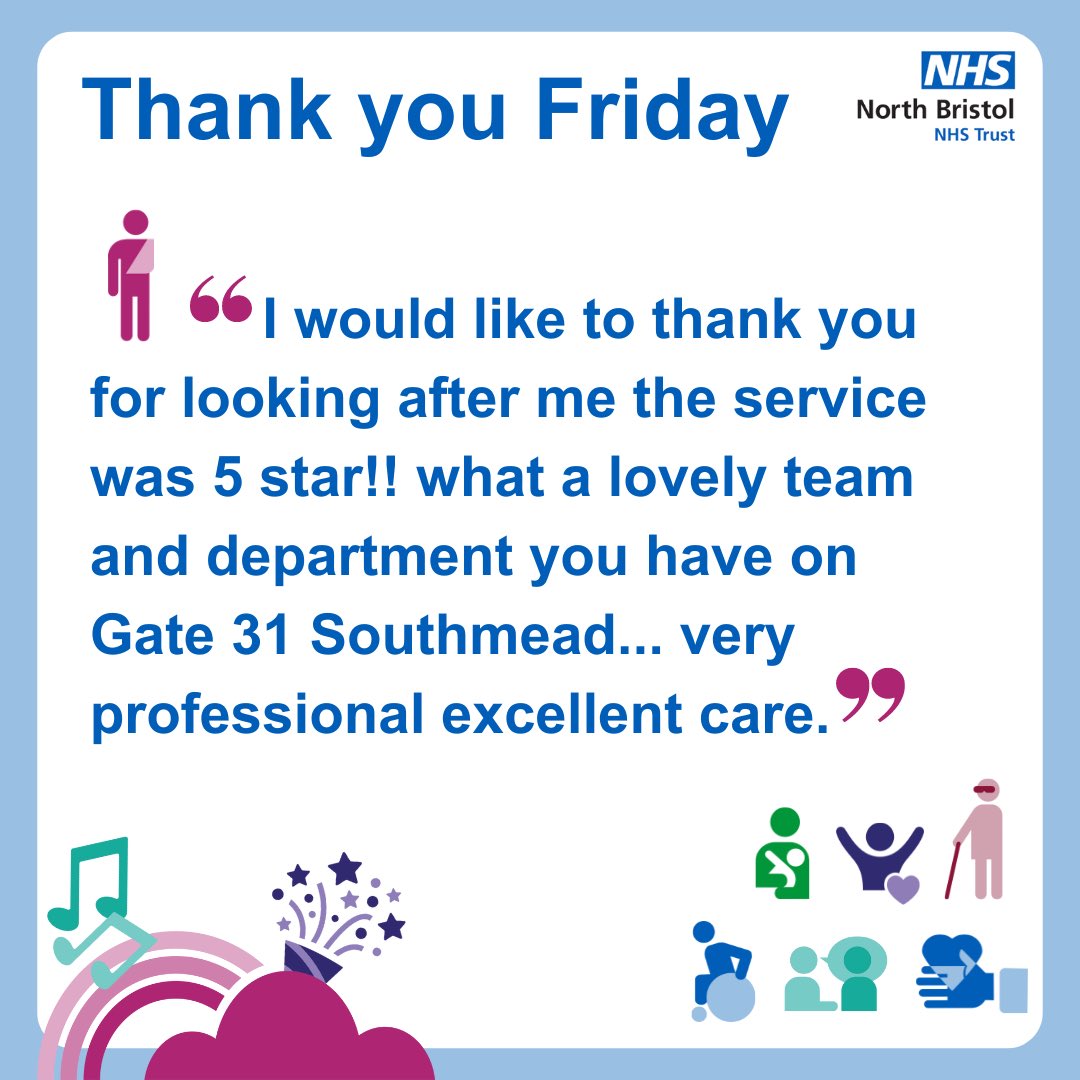 Thank you Friday time 🥳

A massive thank you to staff on Gate 31 for making patients feel well looked after and providing a good experience while they are in hospital!

#NBTcares #NBTproud