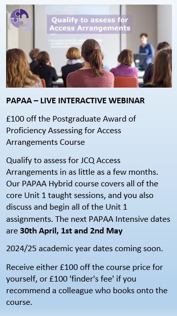Award of Proficiency in Assessment for Access Arrangements (PAPAA) The next dates are : 30th April, 1st and 2nd May 2024/25 academic year dates coming soon. More details and booking information is here: include-ed.org.uk/papaa-course/u…
#PAPAA #SEND #accessibility