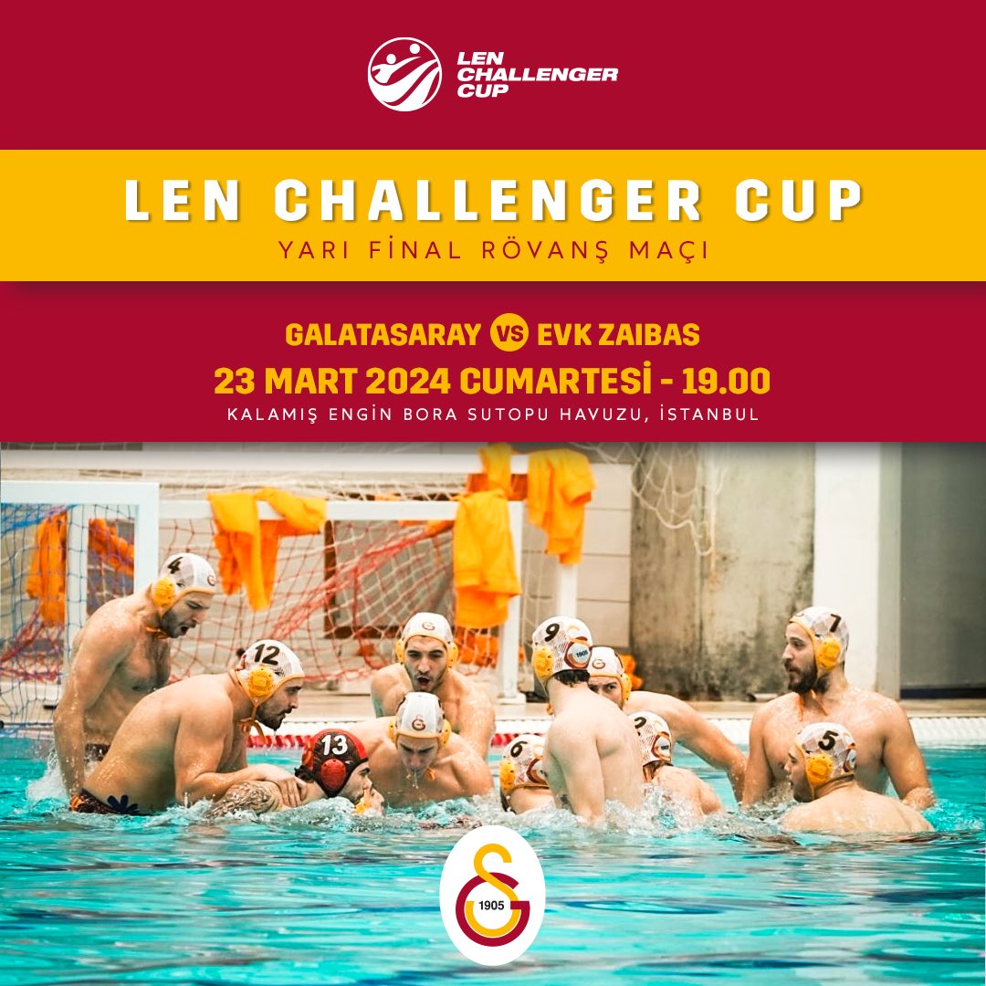 Galatasaray Sutopu Takımımız, Challenger Cup yarı final rövanş maçında Litvanya ekibi EVK Zaibas takımını konuk edecek. 🔗 galatasaray.org/haber/su-sporl…