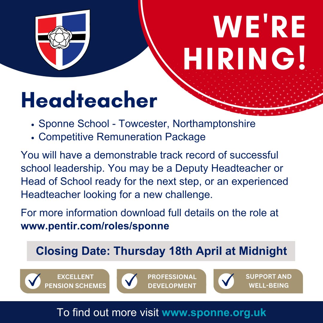 ToveLearning's tweet photo. 📢 We have extended the deadline for our Headteacher role at @SponneSchool - information on the role and how to apply is available at https://t.co/uZ1N1EKf0i
📅 Closing date for applications is Thursday 18th April Midnight https://t.co/RdkXrgLKjS