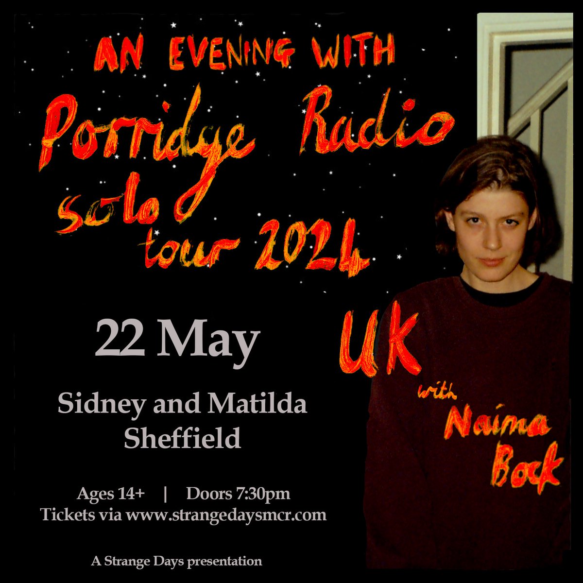 We’re delighted to announce a very special show in Sheffield this May. @porridgeradio’s Dana Margolin comes to @sidneymatilda on Weds 22 May to play a special solo set and will be joined with support from @naimabock 🎫 link.dice.fm/Q7d9bdbf17e3