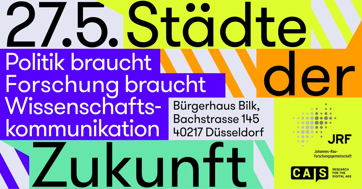 💡Politik braucht Forschung braucht Wissenschaftskommunikation! 🌐 Am 27. Mai in Düsseldorf: Zusammen mit der @JRF_NRW laden wir zur interaktiven Diskussion ein: Wie kann Forschung verständlich vermittelt werden, um fundierte Entscheidungen zu treffen? cais-research.de/politik-forsch…