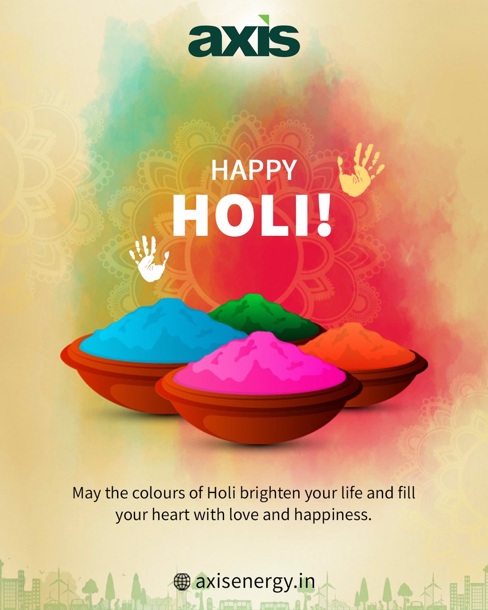 Happy Holi from Axis Energy! Let's embrace the spirit of togetherness and celebrate the beauty of diversity with vibrant colours and joyful festivities.

Learn more about us: axisenergy.in

#AxisEnergy #Energy #Renewable  #Environment #HappyHoli #Holi #FestivalOfColors