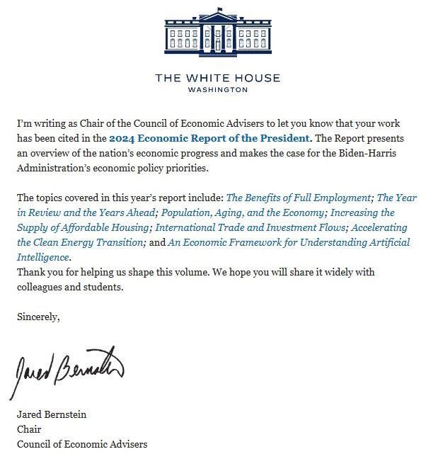 Very cool to receive this e-mail from the Chair of the Council of Economic Advisers: whitehouse.gov/cea/written-ma…