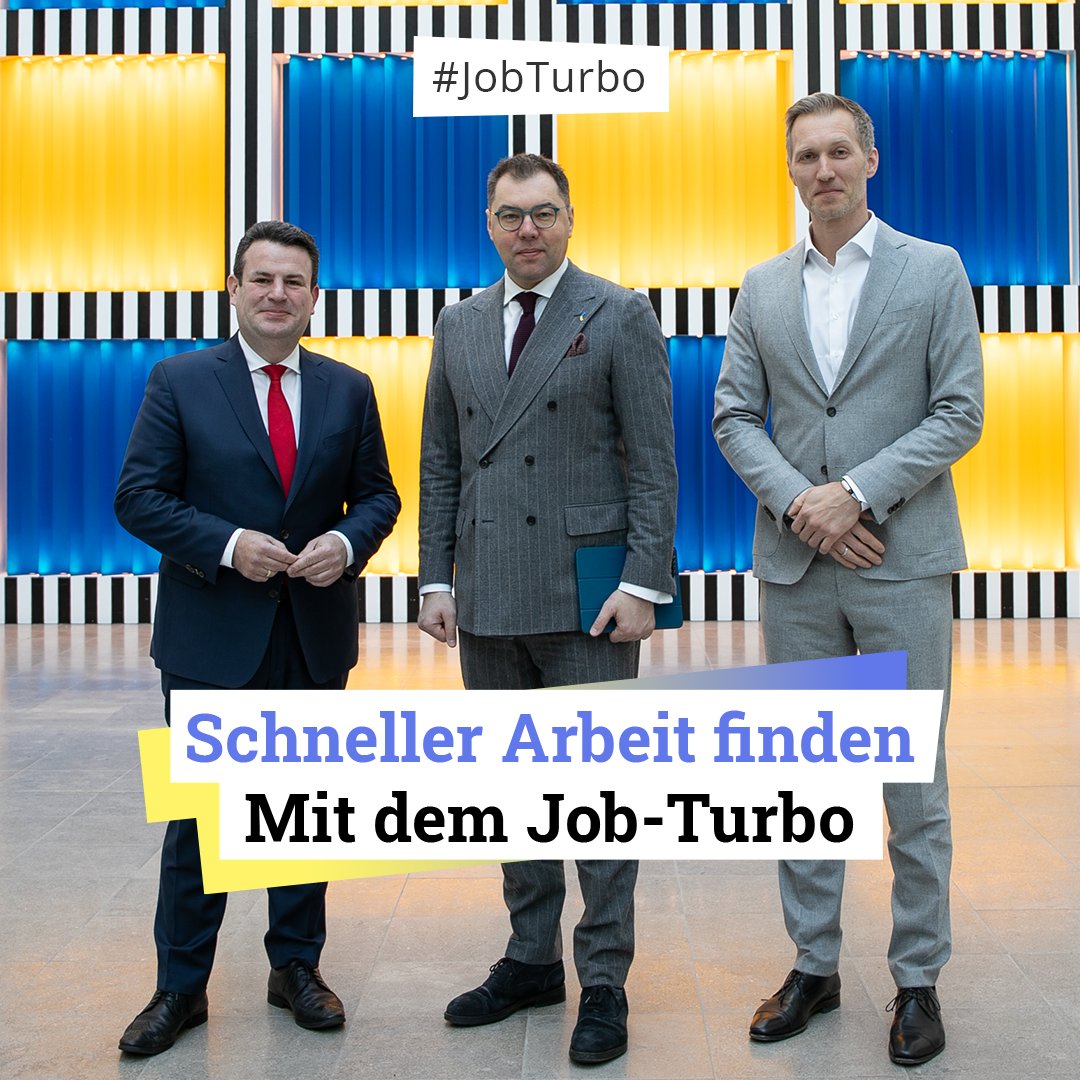 Arbeit ist die beste Integration. Auch wenn es sich bei den ukrainischen Schutzsuchenden um eine Integration auf Zeit handeln kann. BM @hubertus_heil, @UKRinDEU Botschafter @Makeiev & @Bundesagentur fordern zum Einstieg in den deutschen Arbeitsmarkt auf: bmas.de/brief