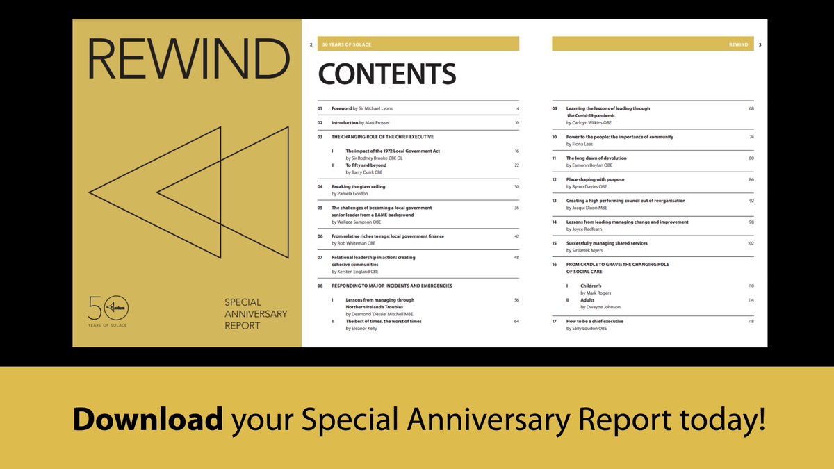 🚀🎉Our new REWIND Special Anniversary Report is out now to download! ⏪Reminisce & Celebrate! 🔥Filled with 100+ pages & 20 articles by some of the leading lights in #localgov #50YearsOfSolace. Download today 👉bit.ly/3TwJiZZ