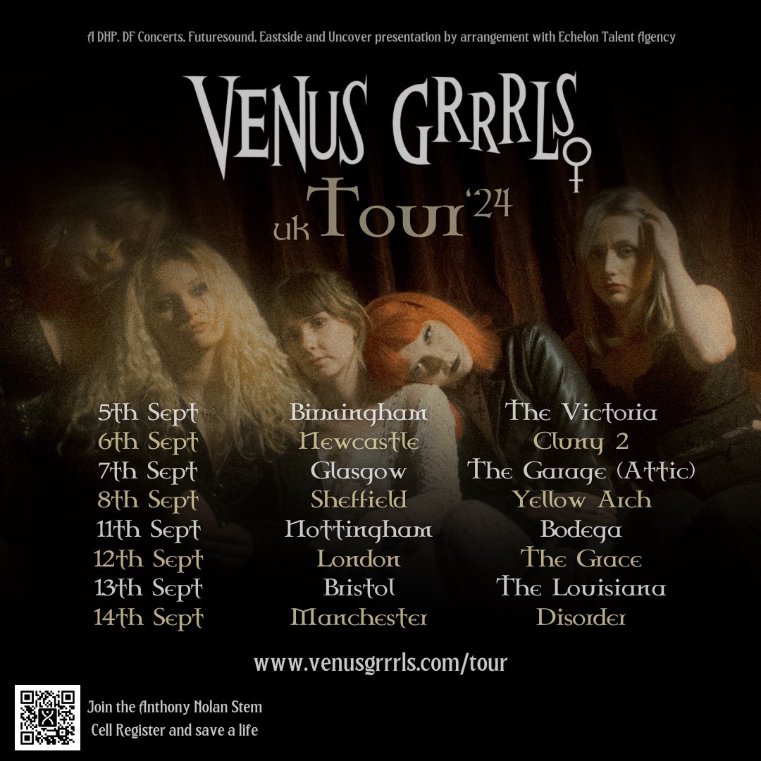 WE’RE GOING ON TOUR ❤️‍🔥 After GK’s journey with Acute Myeloid Leukaemia, we’ve partnered with @AnthonyNolan. An Anthony Nolan Volunteer will be in attendance at each show to talk to you all about how you can be a lifesaver ❤️‍🔥 Tickets > venusgrrrls.com/tour