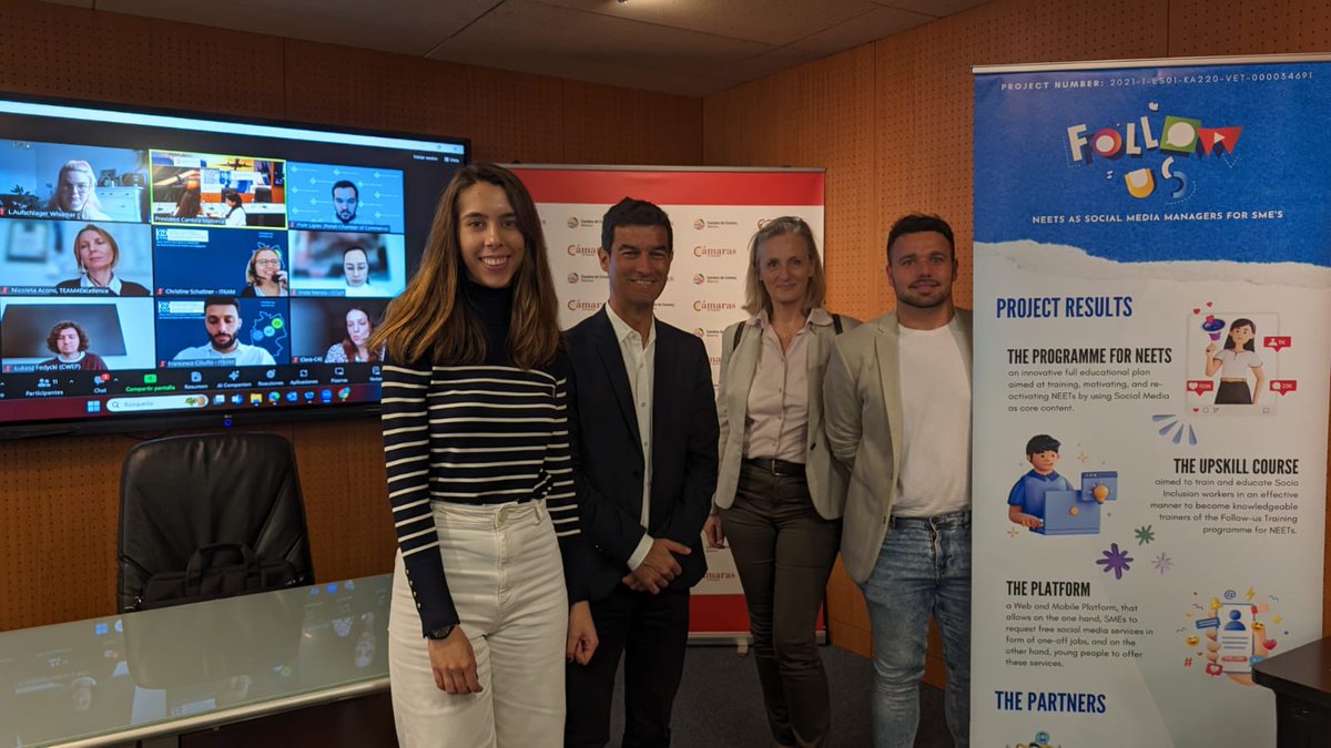 followus_eu's tweet photo. Yesterday we had the pleasure of holding the final conference of the Follow-Us project at the Chamber of Commerce of Mallorca.
 We presented  The training programme for NEETs, The Upskill Course and Teachers Book for Social Inclusion Workers and the Follow-Us Platform📲 https://t.co/Q1dFiqm9I6