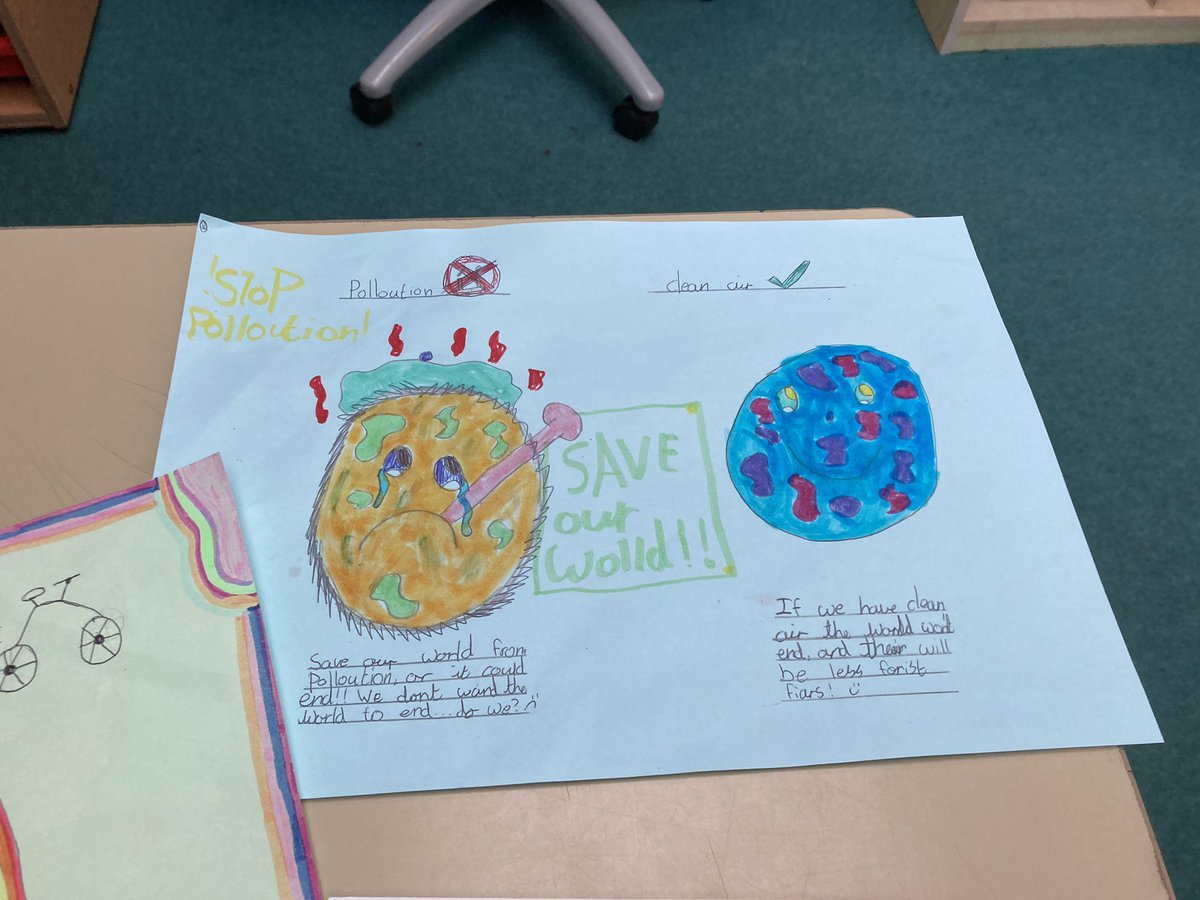 SustransJohn's tweet photo. Wonderful to have a few minutes to check out the entries for the @ElsonJuniorSch climate change and clean air poster competition. Hopefully there’ll be few more entries today and I can’t wait to see which ones will win a prize! @sustrans @MyJourneyHants #BigWalkandWheel https://t.co/df8R6HuQsH