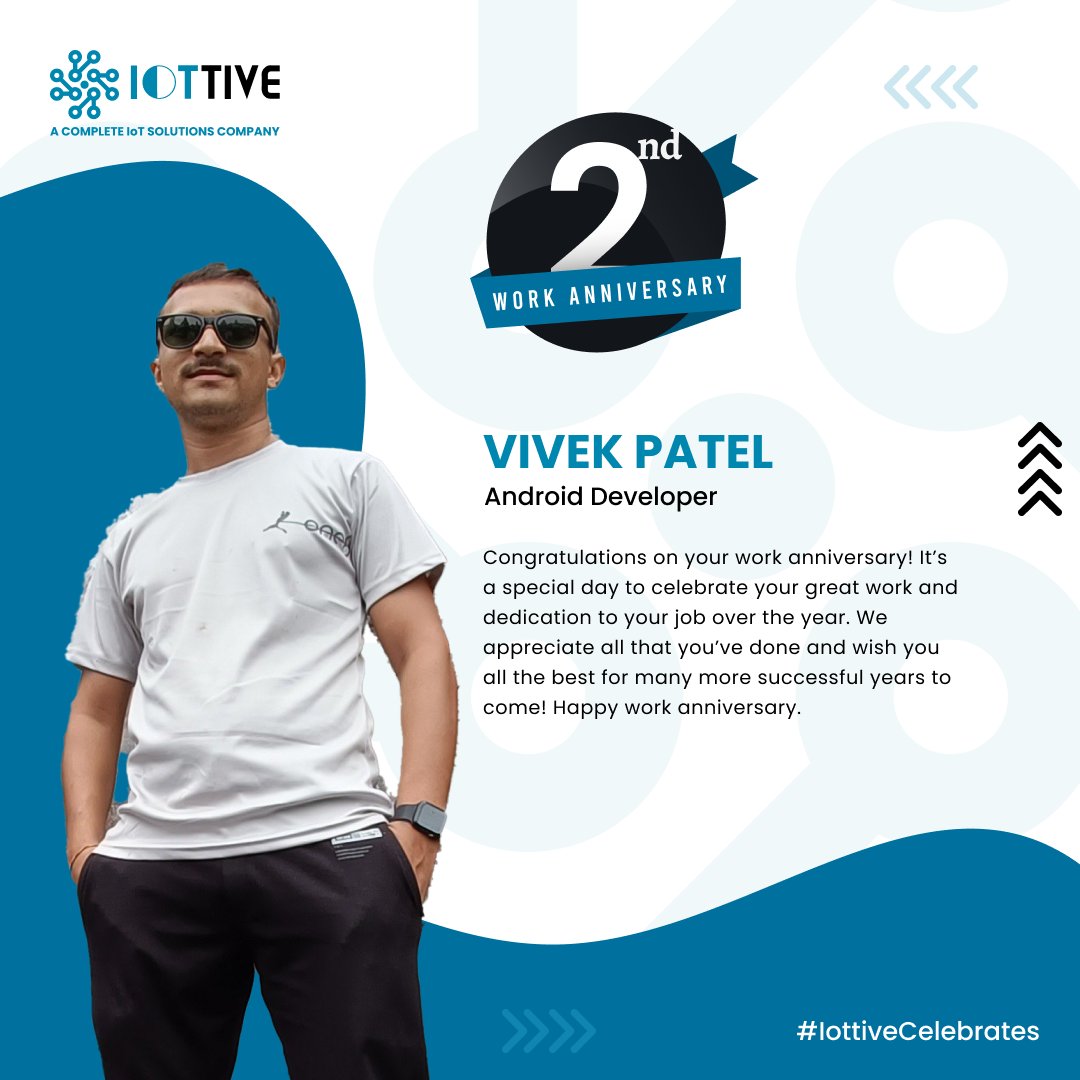 iottive's tweet photo. Congratulations Harita Patel, Mansi Bhatt, and Vivek Patel on your work anniversary at @IOTTIVE 

We hope you keep growing and keep learning the way you have in the past year. Here’s to another year of success with you right by our side.

#teamiottive #team #workanniversary https://t.co/26jVoZUEOw