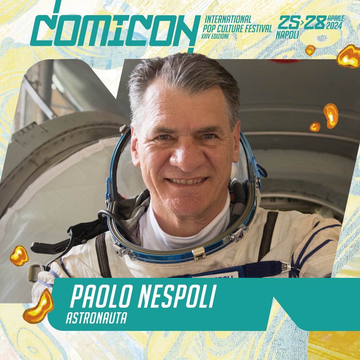 COMICON Napoli quest’anno ospiterà Paolo Nespoli, un astronauta che ha volato per ben tre volte nello spazio! Racconterà di questa avventura giovedì 25 aprile durante un talk sul palco dell’HyperStage con Adrian Fartade e Luca Perri. 
#comicon2024
