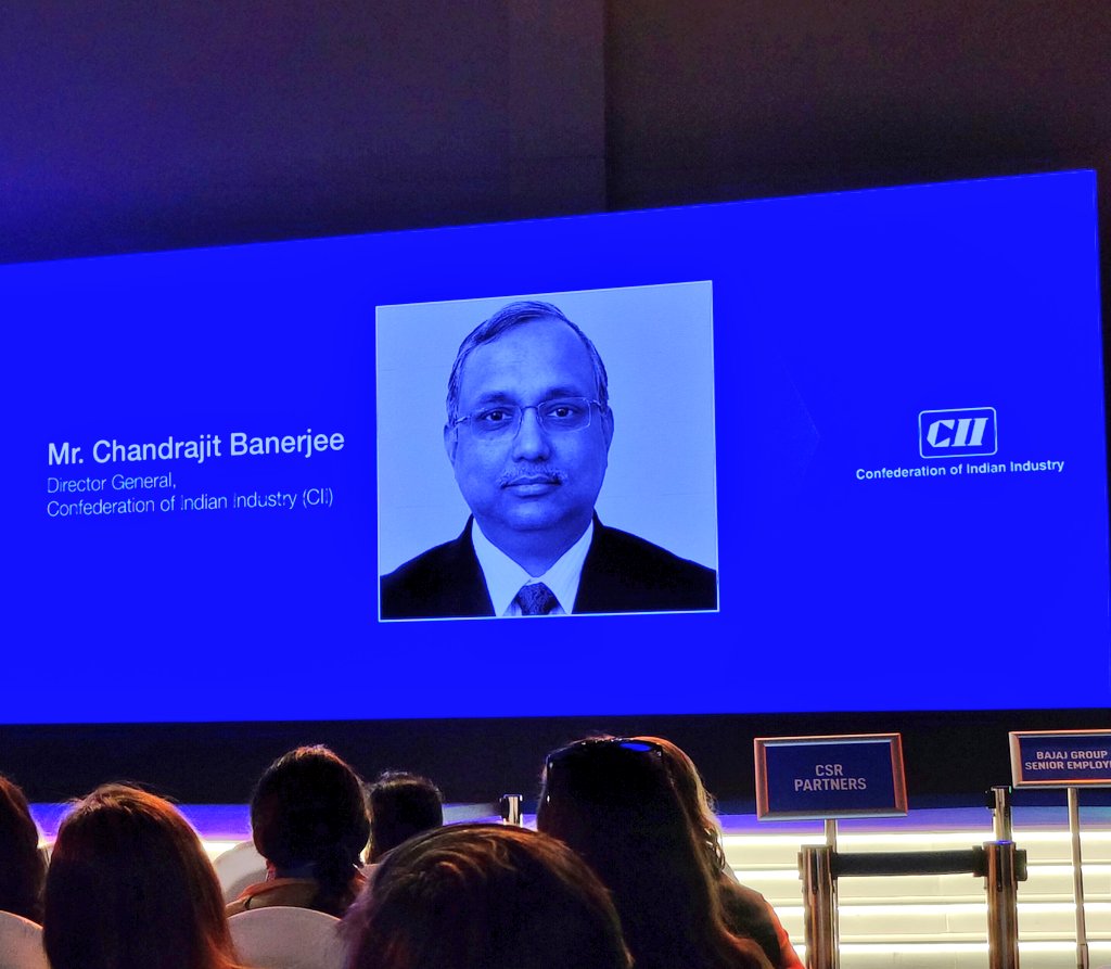 WIONDrive's tweet photo. @_bajaj_auto_ltd Chandrajit Banerjee, DG, CII, announced the CII-Rahul Bajaj Centre of Excellence on Skills. It will be established in Pune.

Today's announcements also let us witness a rare sight, indeed - all the Bajaj Group heads in one frame!

#BajajBeyond https://t.co/ts0HC3THuA