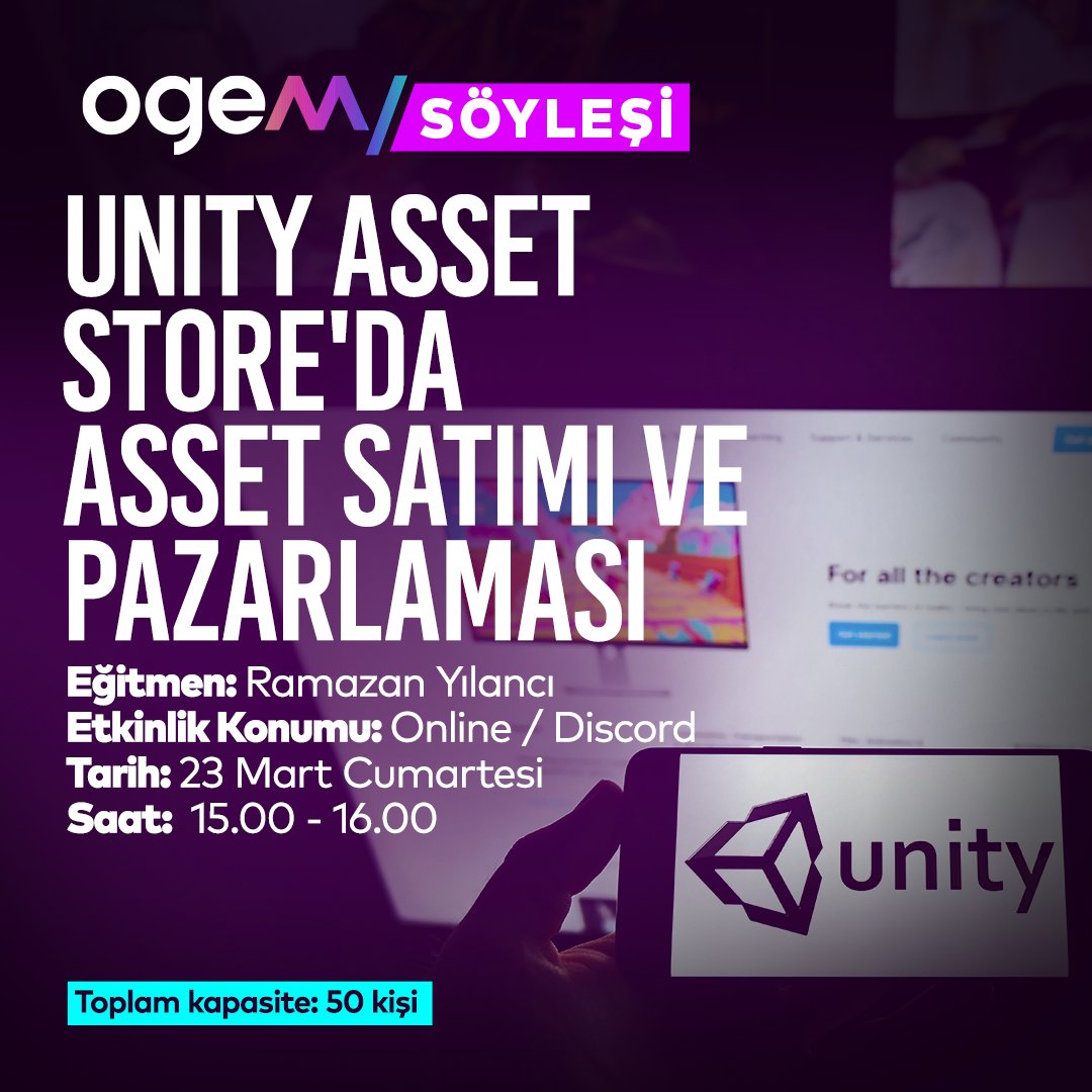 ogemistanbul's tweet image. Ramazan Yılancı ile ‘Unity Asset Store’da Asset Satımı ve Pazarlaması’’ konusunu konuşuyoruz.

23 Mart Cumartesi günü sen de bize katılmak için hemen linke tıkla, Discord kanalımıza katıl!
👉🏻discord.com/invite/kNK83Ju…