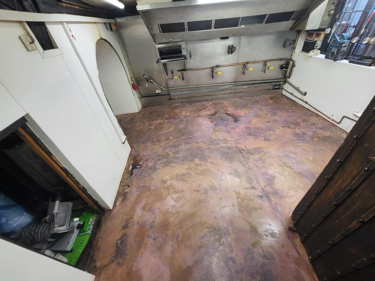 hcecatering's tweet photo. How do you complete a project in 24 hours you ask? Well with HCE that’s how! HCE stripped out the existing equipment and then put a brand new vinyl floor down. https://t.co/scpyUAWgt0