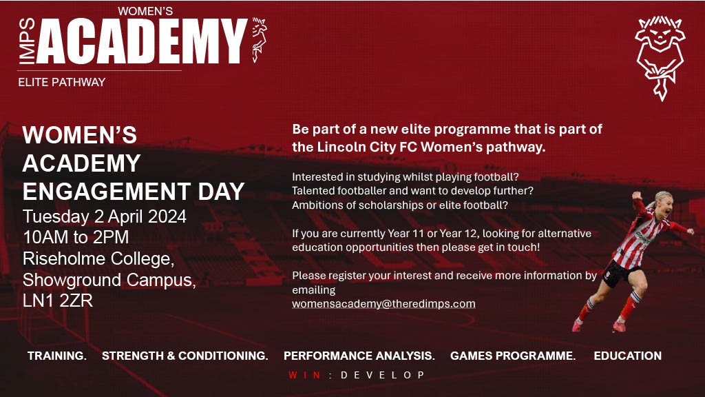 LCFCAcademy's tweet photo. 💫 ICYMI | @Lincoln_Women's Academy are hosting an engagement day ahead of launching an elite programme which will be a part of their pathway!  

Find out all of the key information, including how to sign up, below! ⤵️ 

https://t.co/VSc9VVCLJK 

#WeAreImps https://t.co/tV7JZEnD59