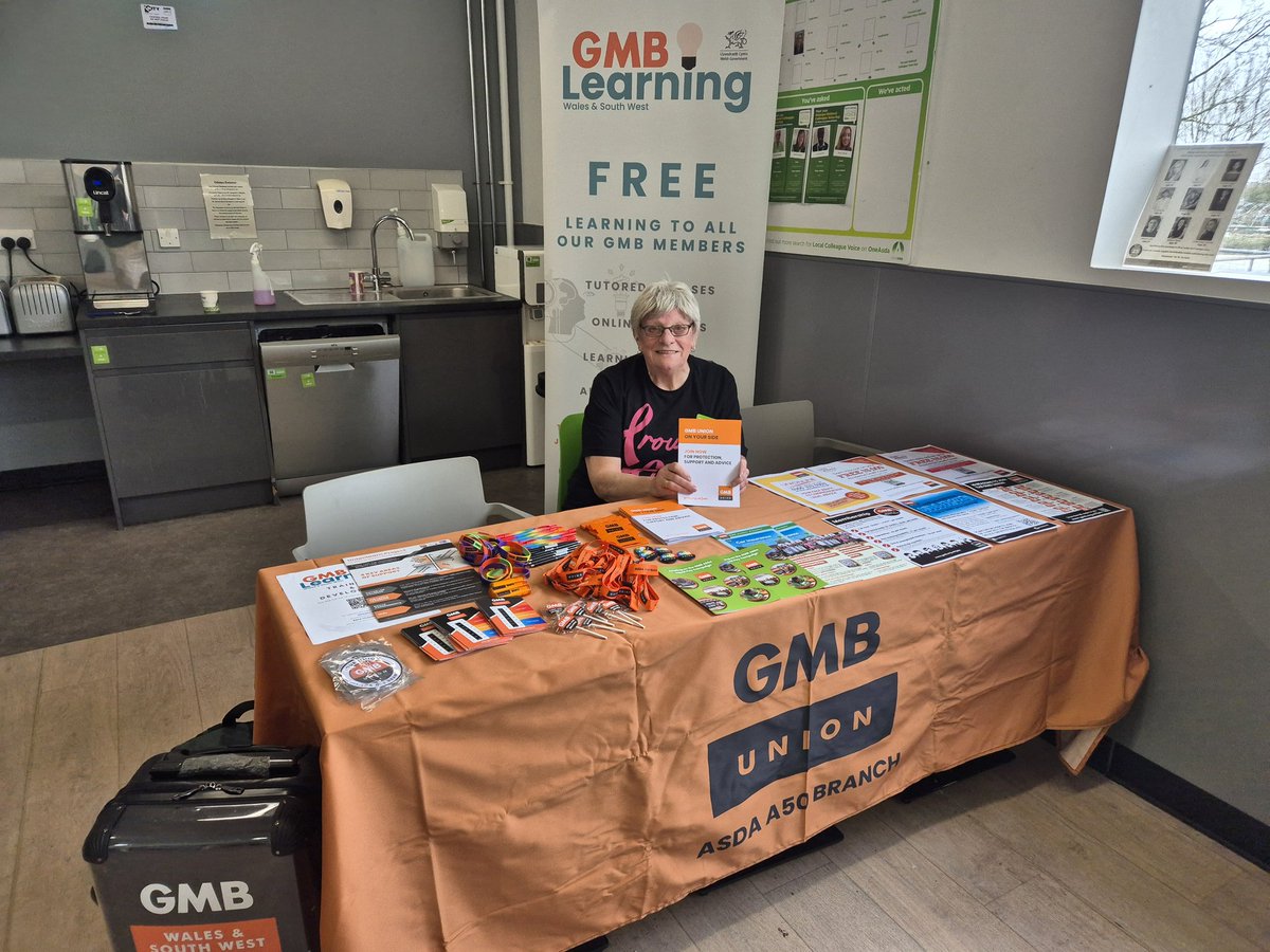 This morning, we are in Asda Whitchurch talking to colleagues about equal pay and the benefits and training available to GMB members. Store rep Brenda is ready to help and tell you all about what we can offer. @GMBWSW