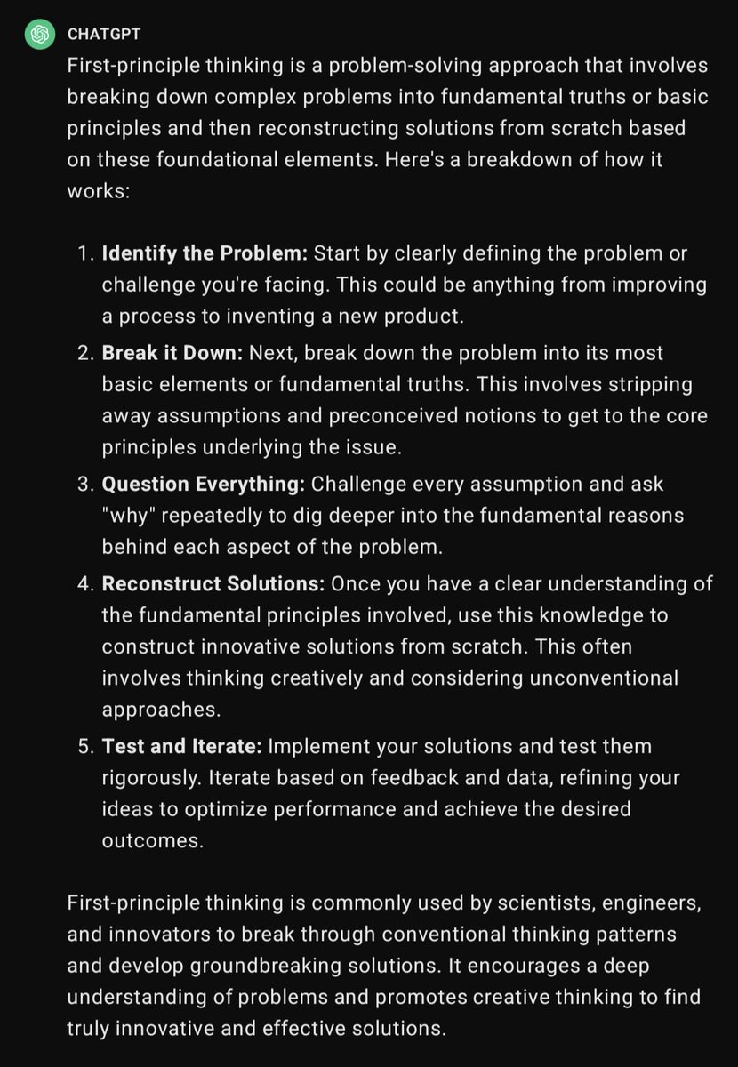 Using first principle thinking helps with clarity, and clarity helps with a realistic road map that can be executed properly