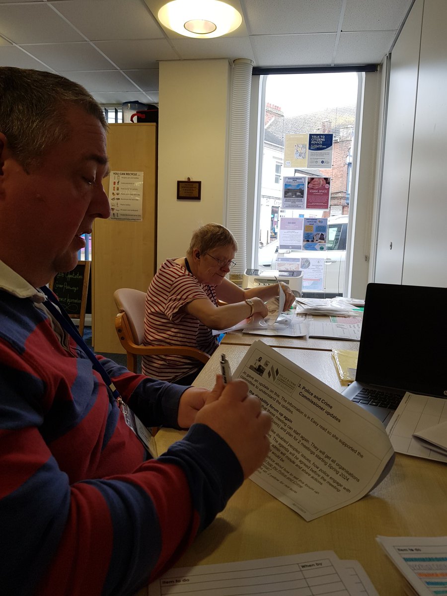Working hard for Management Committee next week. Robert our Chaur is checking the minutes from last time to put together an agenda. Our Secretary Rita is going through the folders making sure each member has all the reports they need #UserLed #DoItOurselves