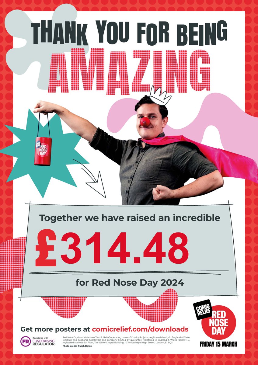 ODA had an amazing Red Nose Day 2024. Thank you to all Students and Staff who contributed to the day and helped raise £314.48 for Comic Relief.