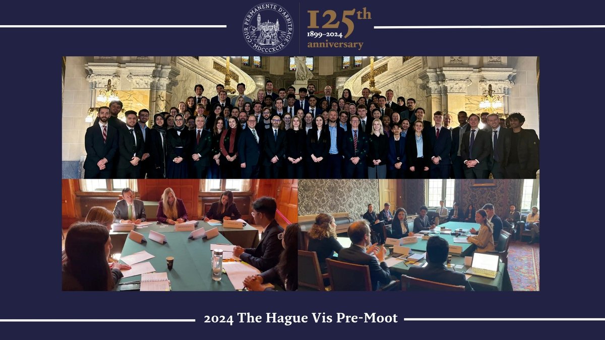 🔷News: 17th #PCA Vis Pre-Moot 🔷1/2
 
This week, the #PCA hosted practice moot rounds for the 31st <a href="/VisMootVienna/">WILLEM C. VIS MOOT</a> with teams from <a href="/ErasmusESL/">Erasmus School of Law</a> <a href="/ufrj/">UFRJ</a> <a href="/LSELaw/">LSE Law School</a> <a href="/lawinmaastricht/">Law in Maastricht</a> <a href="/mnlumumbai/">MNLU Mumbai</a> @NluJodhpur36662 Shahid Beheshti University <a href="/dehaagse/">De Haagse Hogeschool / THUAS (INACTIEF/INACTIVE)</a> <a href="/UCLA_Law/">UCLA School of Law</a> <a href="/unige_en/">UNIGE_en</a> <a href="/UQLaw/">UQ Law School</a> &amp; <a href="/Sydney_Uni/">University of Sydney</a>