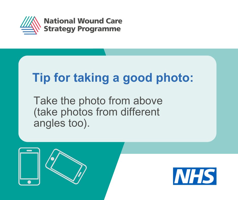 Supported self-care is likely to improve the #QualityofLife of someone with a #Wound. @NatWoundStrat, Patient Experience Network and @HealthInnovNet’s Transforming Wound Care programme have created posters to help people take photographs of their wound: nationalwoundcarestrategy.net/taking-a-photo…