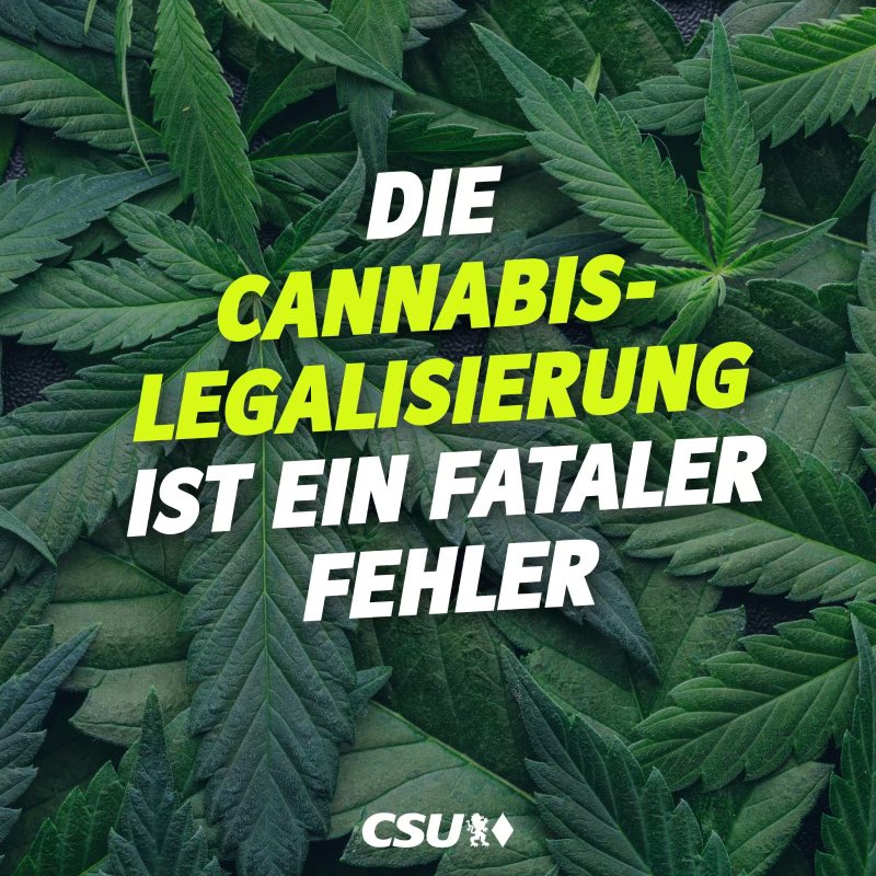 Keine Macht den Drogen! Wir lehnen die Legalisierung von #Drogen entschieden ab. Mit dem #Cannabis-Gesetz schadet sich Deutschland selbst und gefährdet die Gesundheit der Bevölkerung. Unser Land ist damit auf dem Irrweg. Leider hat das der #Bundesrat nicht gestoppt. #Bayern wird