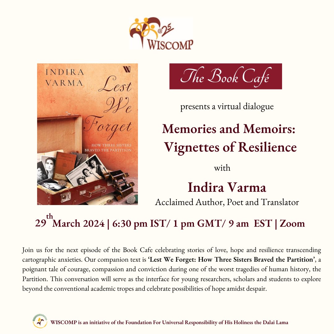 How do we transcend cartographic anxieties using the vocabulary of love, compassion, hope and resilience? Join us for this scintillating and heartwarming conversation with Indira Varma Register here - forms.gle/rTw69bVk3HjYn6… @1947Partition @PartitionMuseum @unlimited_women