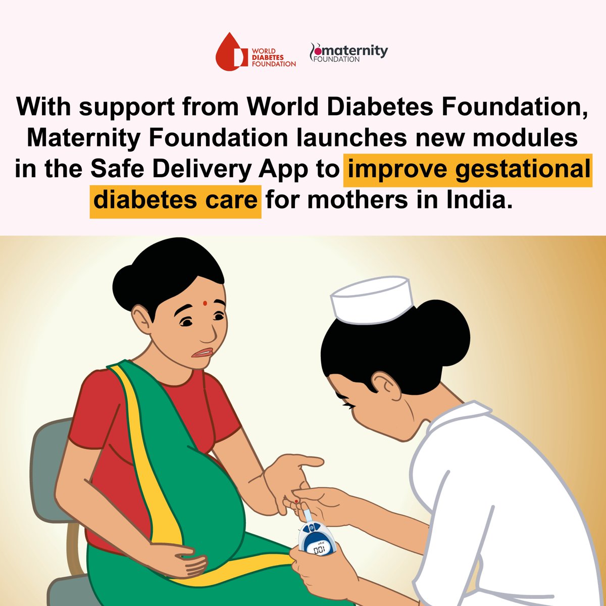 Launching new modules on gestational diabetes mellitus (GDM) and antenatal care (ANC) in the Safe Delivery App in India! With support from WDF, we are supporting the Indian Gov.’s ongoing efforts to improve gestational diabetes care for mothers. 👉 bit.ly/3vpTprp