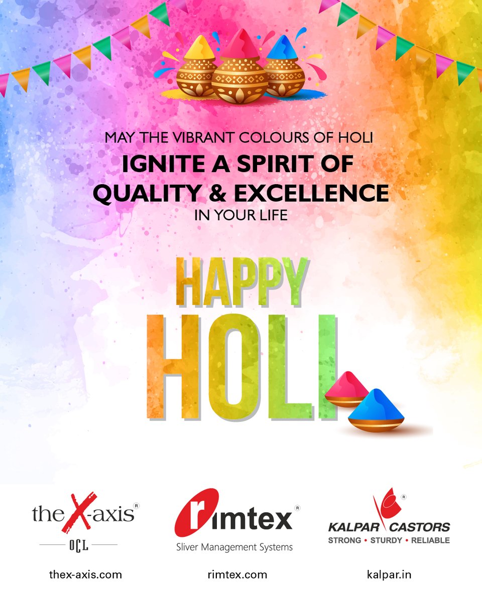 May the vibrant colours of Holi ignite a spirit of
quality & excellence in your life!

HAPPY HOLI !

#RimtexIndustries #HereToTransform #SpinningCans #SliverHandling #SliverCans #spinningindustry #textileindustry #Holi2024 #HappyHoli #HappyHoli2024
