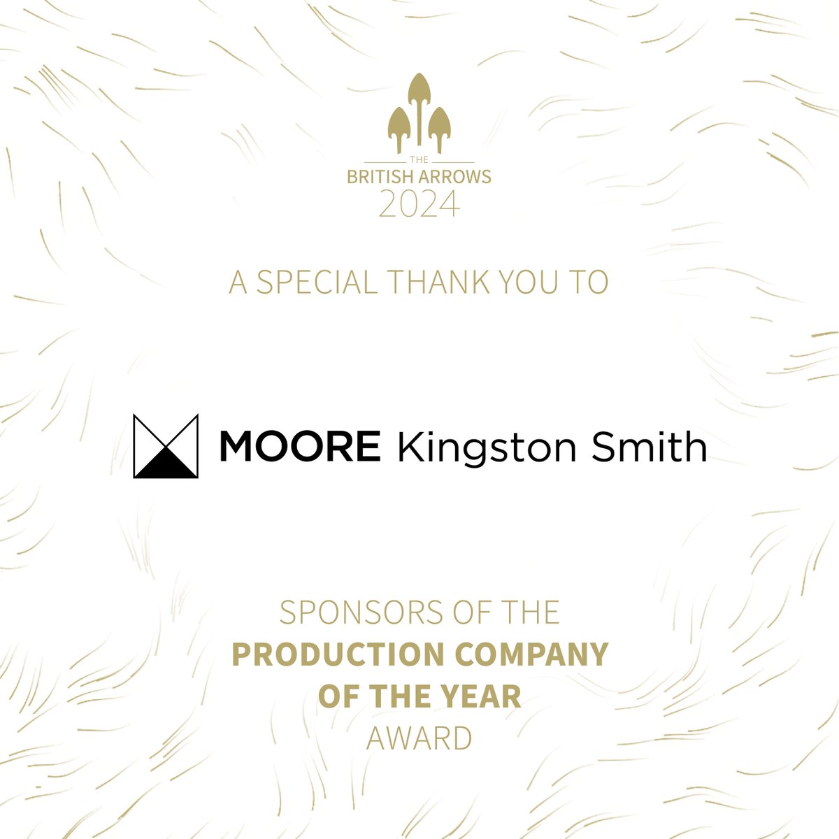 A special thank you to Moore Kingston Smith Sponsors of the Production Company of the Year Award #BA23 #BA23 #BritishArrows #advertising #award #celebration