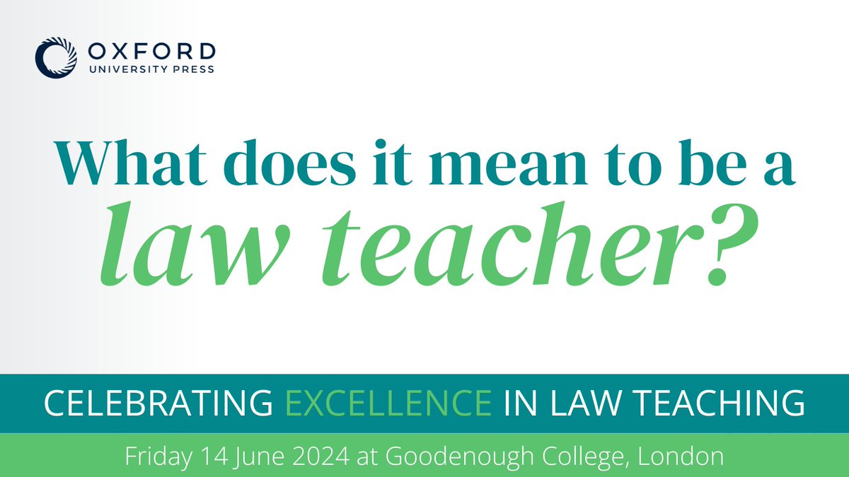 OUPLaw's tweet photo. What does it mean to be a law teacher? How can you enhance your teaching practice and inspire your students?
Connect with and learn from other law teachers at our Celebrating Excellence in Law Teaching event on June 14 in London #CELTcon 📖
Book now: https://t.co/twGdyeIUcM https://t.co/eXHvBfc5Nq