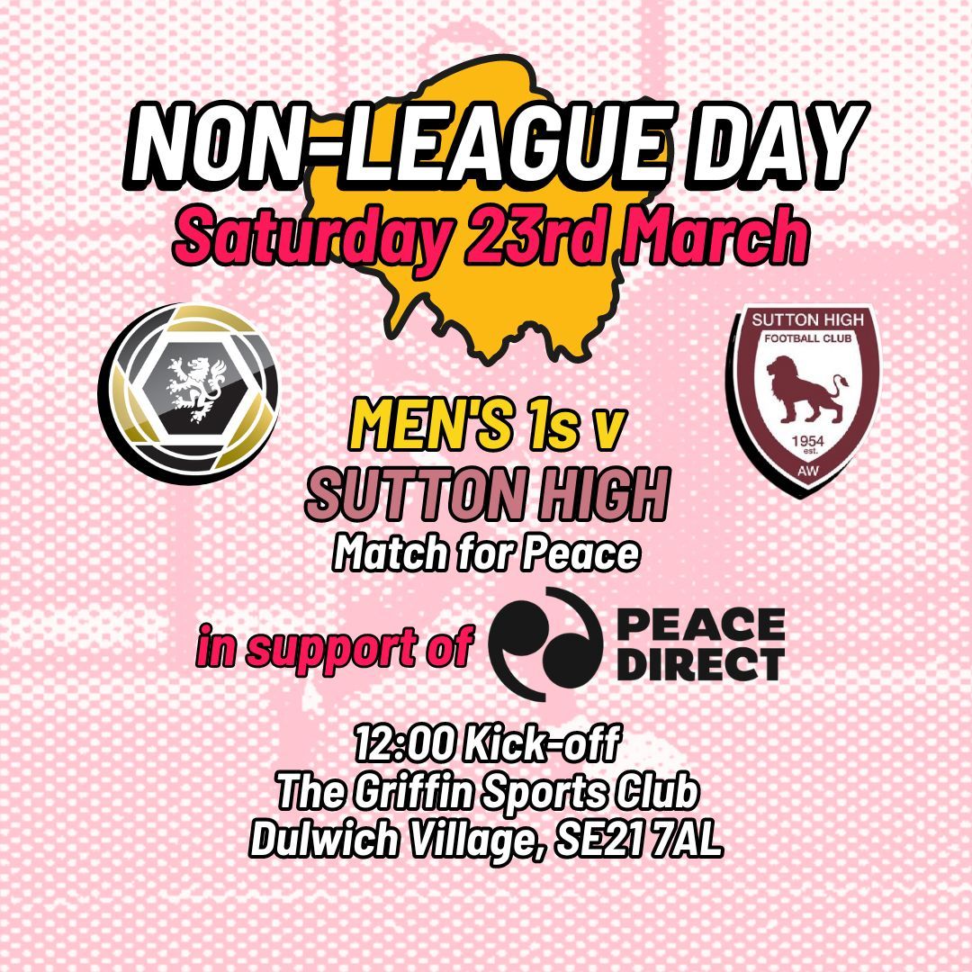 wanderersafc's tweet photo. Join us this Saturday and show your support for a ceasefire in the world's major conflicts.
12:00 Sat 23 March
Men's 1s v Sutton High
The Griffin Sports Club
#WFC #Wanderers #TheWorldsClub #Dulwich @peacedirect #MatchforPeace https://t.co/AgJm4IDlWf