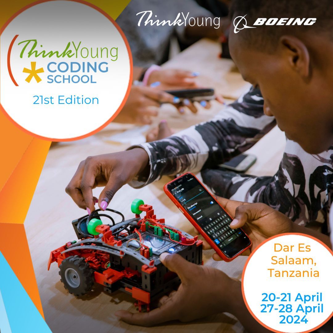 Over the past 8 years, through #ThinkYoungCodingSchool in partnership with @Boeing, we've introduced coding to over 1,400 teenagers across Africa and Europe🌍 This year for the first time #ThinkYoungCodingSchool is coming to Tanzania🇹🇿 Stay tuned!