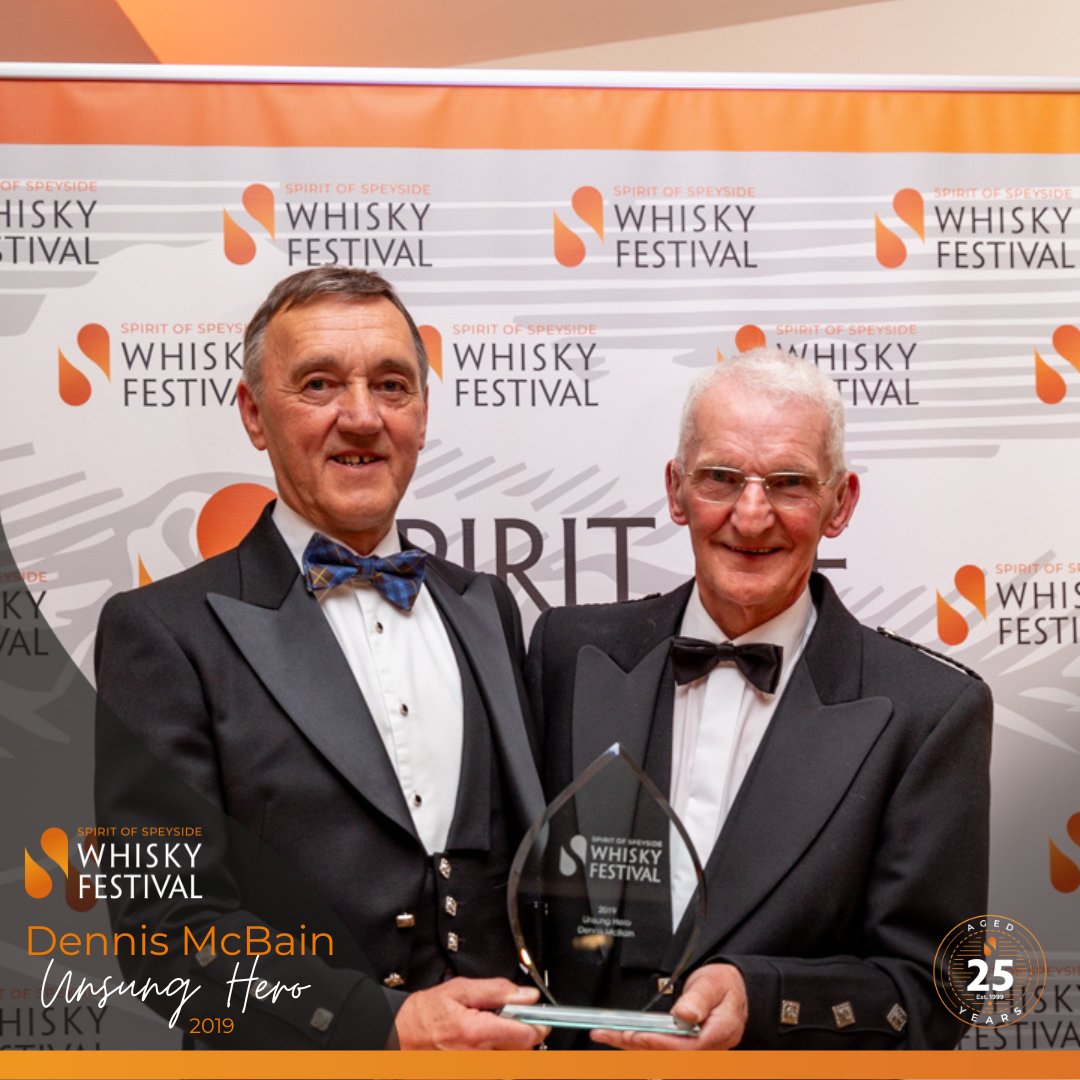 The first Unsung Hero to join our festival family was Dennis McBain. Seldom in the limelight, Dennis was awarded in 2019 and described as being the backbone of Balvenie distillery for over 50 years, his craftsmanship crucial to its success #SpiritOfSpeyside25 #sos25 #WhiskyAwards