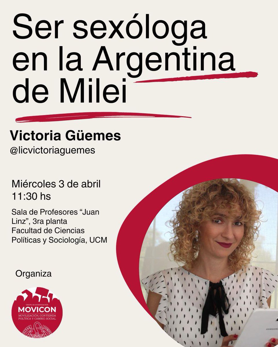 👉Agendá 🗓️Miércoles 3 d abril 11:30 hs @VictoriaGuemes en @CCPPySOCUCM 💜💚