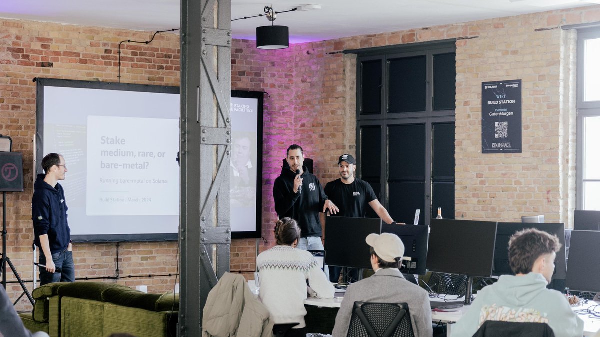 Build Station Berlin is such a big W

we came for <a href="/solana/">Solana</a>'s gday &amp; stayed for a few days to watch buidlers get together, grind, and have a good time.

It was great to connect w/ fellow degens, frens &amp; legends such as @WholegrainMax, <a href="/BasedOrion_/">Orion</a>, <a href="/flexlend/">Lulo (frmly Flexlend) 💚</a>, <a href="/HeyAndyS/">Solandy 🎓</a>, and