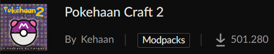Thank you for over 500.000 downloads of my <a href="/PixelmonMod/">Pixelmon Mod</a> modpack "Pokehaan Craft 2" on <a href="/CurseForge/">CurseForge</a> 💙💙💙💙💙