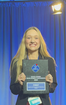 Hamilton Heights senior, Hannah Beechler, placed 1st in Sports & Entertainment Marketing at the DECA Indiana State Career Development Conference in Indianapolis earlier this month