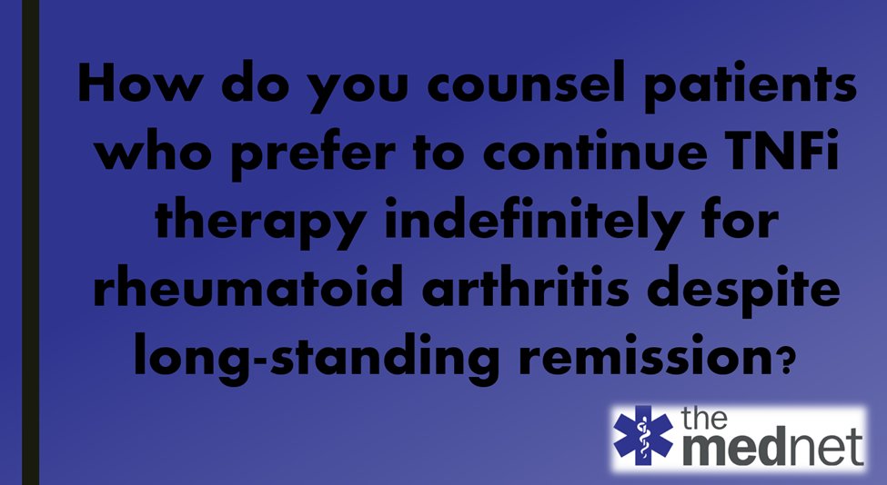 💥 Time to Talk about TNFi Tapering. Here is your #MednetMadness question of the day: #RheumTwitter #MedTwitter #RheumMadness