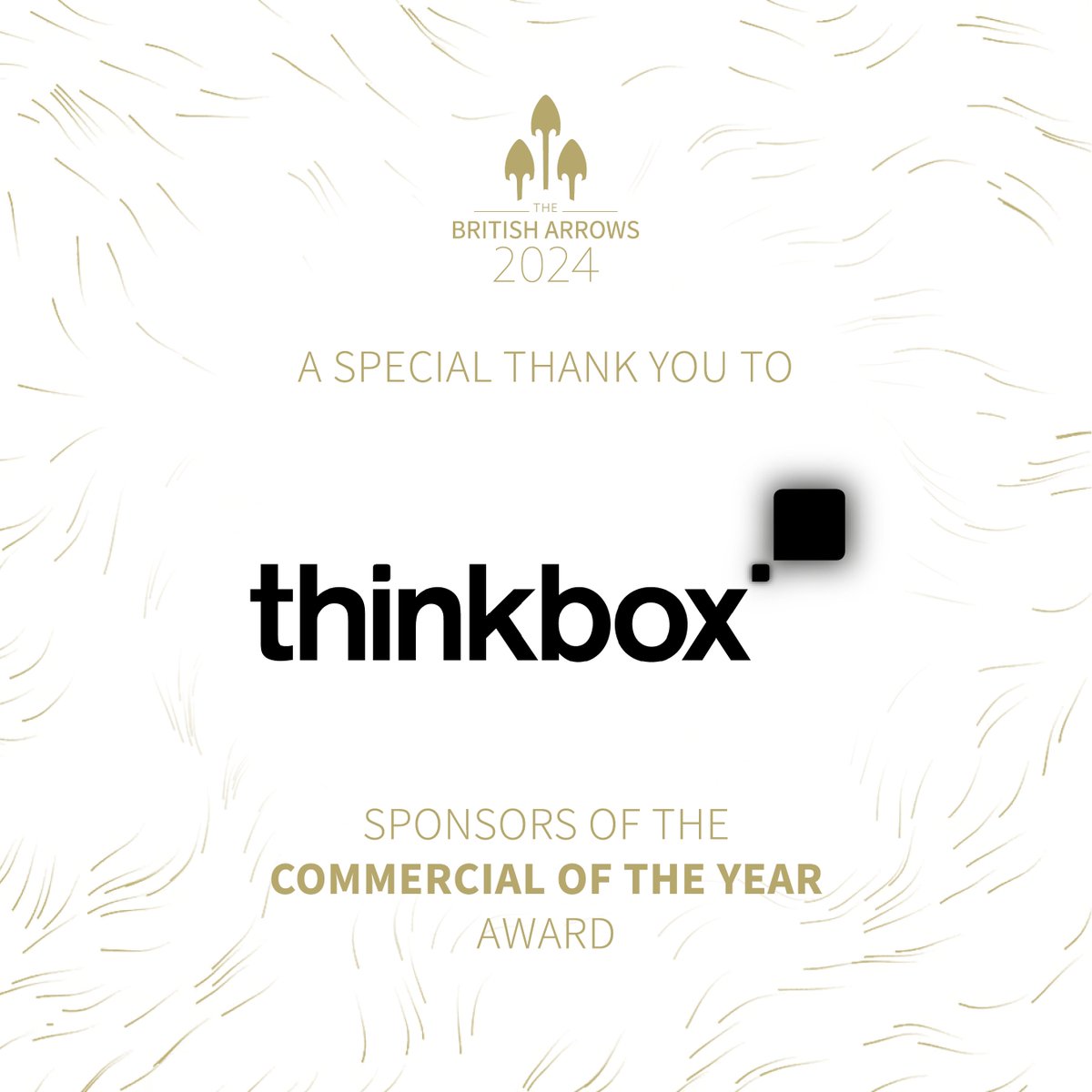 A special thank you to Thinkbox Sponsors of the Commercial of the Year Award #BA23 #BA23 #BritishArrows #advertising #award #celebration