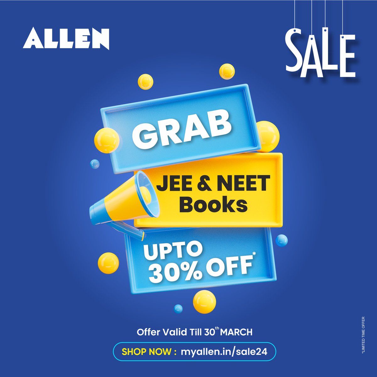 👉🏻 Give final touch to your NEET/JEE exam preparation with up to 30% off on our top-quality books until 30th March! 📌 Pick from our extensive collection of NEET & JEE books. 🌐 Shop Now: myallen.in/sale24 ☎️ For more details, call: +91-7443556756 #ALLENBooks…