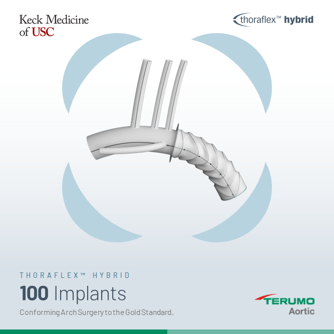 Congratulations to @KeckMedical of USC! Terumo Aortic is delighted to announce that Keck have reached the 100th implant of our Thoraflex™ Hybrid FET. Thank you for your collaboration. #BroadestRangeofSolutions #CommittedtoAorticCare #ConformingArchSurgerytotheGoldStandard